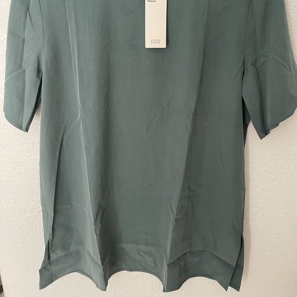 Eileen Fisher. Boxy Short-Sleeve Top. NWT. Color: Teal. - Picture 3 of 5